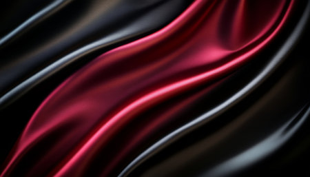 Luxurious Abstract Black and Burgundy Fabric with Flowing Wave Design for Elegant Decorative Themesの素材