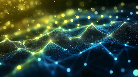 Stunning Abstract Polygonal Background Featuring Interconnected Dots and Lines for Technology Themesの素材