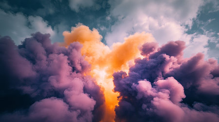 Stunning Colorful Pastel Smoke in a Dreamlike Sky, Ideal for Abstract Art Backgrounds and Designsの素材