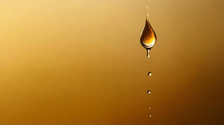 Golden Droplet of Liquid Suspended in Midair, Exuding Calmness and Purity for Design Backgroundsの素材