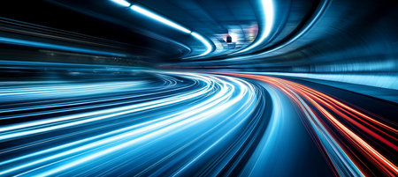 Abstract Light Painting Photography with Colorful Swirls Creating a Dynamic Background Designの素材