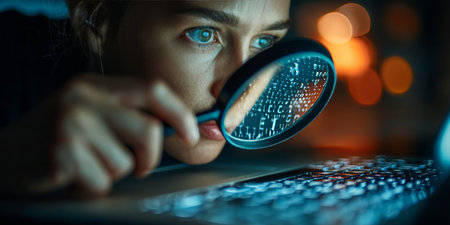 Analyzing Digital Data with a Magnifying Glass for Enhanced Security and Technical Analysis Insightsの素材