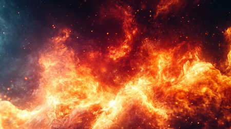 Dramatic Blaze of Fire and Flames Capturing the Intense Heat and Destruction in a Fiery Landscapeの素材