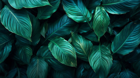 Lush Green Foliage Arrangement Showcasing Vibrant Flora and Natural Splendor in a Serene Settingの素材