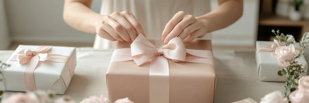 A Beautifully Decorated Gift Box with Colorful Wrapping Paper and a Bow for Any Special Occasionの素材