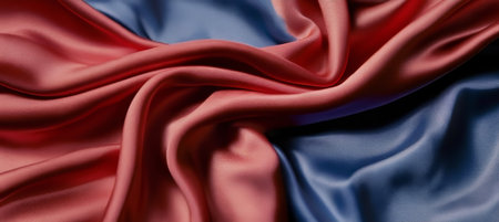 Sophisticated Drapery with Elegant Folds of Red Brown and Blue Fabric for Creative Designer Projectsの素材