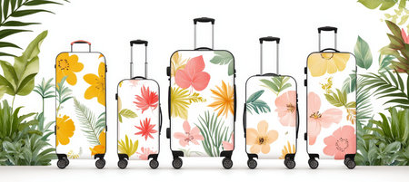 Travel Ready A Dynamic Collection of Floral and Abstract Artistic Suitcases for Your Adventuresの素材