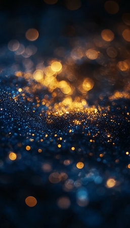 Sophisticated Gold and Dark Confetti Background with Glamorous Sparkles for Elegant Celebrationsの素材