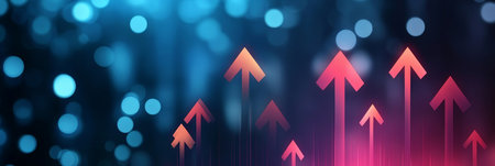 Abstract Background with Luminous Arrows Indicating Growth and Future Trends in Digital Technologyの素材