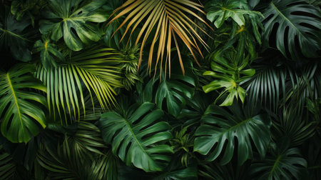 Emerald Canopy with Refreshing Botanical Textures and Lush Foliage Background in Natureの素材