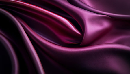 Elegant Deep Amethyst Silk Fabric with Luxurious Drape, Soft Pleats, and Rich Textile Backgroundの素材