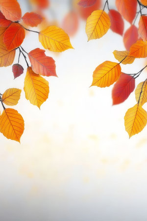 Autumnal Foliage Arrangement Creating a Cozy Atmosphere, Invoking Tranquility and Warmth in Natureの素材