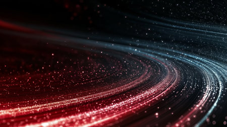 Abstract Background Featuring Glowing Lines and Streaks in Dark Red and Blue Futuristic Designの素材