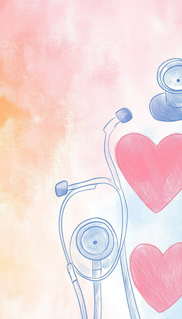 Vibrant and Heartfelt Illustration of Clinical Medicine s Love with Stethoscopes and Hearts Designの素材