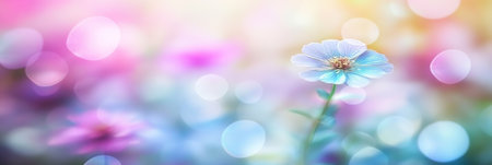 Dreamy Floral Field Backdrop A Symphony of Soft Colors and Blossoming Flowers in Gentle Breezeの素材
