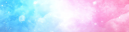 Serene Watercolor Cloudscape Backdrop with Soft Pastel Ombre Sky and Dreamy Shimmering Texturesの素材