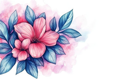 Delicate Blooms and Tender Pastel Elegance Unfolding in a Botanical Symphony of Artful Watercolorsの素材