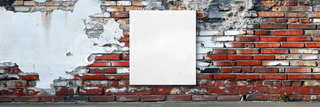 Distressed Brick Backdrop with Aged Texture Ideal for Media Ads and Billboard Placement Ideasの素材