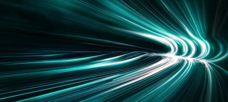Dynamic Teal Motion Streaks on Dark Backdrop Creating Abstract Speed Lines and Tech Movement Visualsの素材