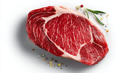 Fresh Prime Rib Steak Isolated on White Background, Perfect for Culinary Creations and Grillingの素材