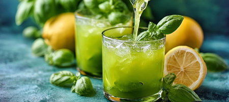 Refreshing Basil Lemonade A Cool and Invigorating Summer Beverage Recipe for Celebrationsの素材