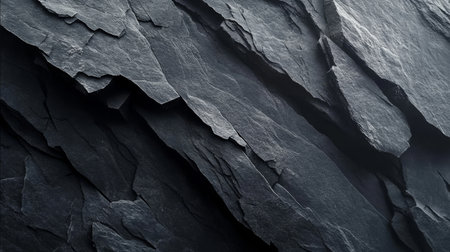 Dramatic Dark Slate Texture Backdrop with Geological Formations and Rough Surface for Design Useの素材