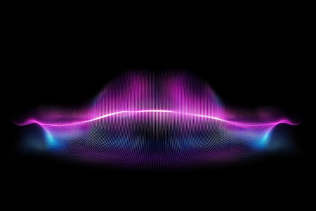 Dynamic Harmony of Abstract Waving Forms with Neon Coloration and Synthwave Illusion Visualsの素材
