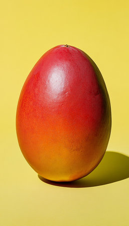 Fresh Mango Showcased Against a Soft Yellow Background, Perfect for Food Illustrations and Artの素材