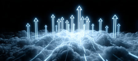 Innovative Business Growth Upward Trends and Success Graphs Highlighting Cloud Database Solutionsの素材