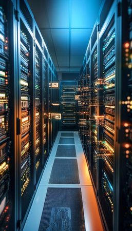 Cutting-Edge Information Technology Center Showcasing Server Architecture and Networking Solutionsの素材