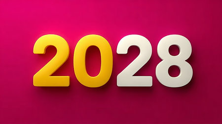Vibrant Magenta Digits Representing Anticipation and Strategic Vision for Future Prospects in 2028の素材
