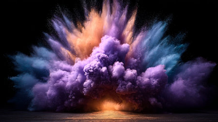 Mystical Cloud Burst A Symphony of Pastel Blue, Orange, and Deep Purple in Ethereal Abstract Artの素材