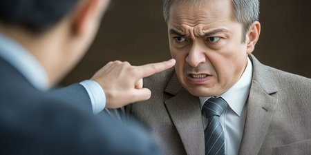 Intense Business Confrontation Colleagues Engaged in a Heated Argument Over Workplace Issuesの素材