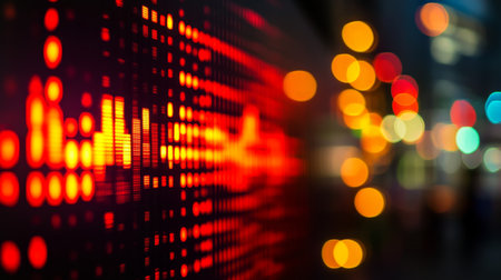 Dynamic Stock Market Visualization with Upward Trends and Bokeh Lights for Market Growth Insightsの素材