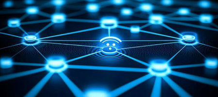Stunning Circular Light Effect in Complex Network Visualization of Interconnected Data Pointsの素材