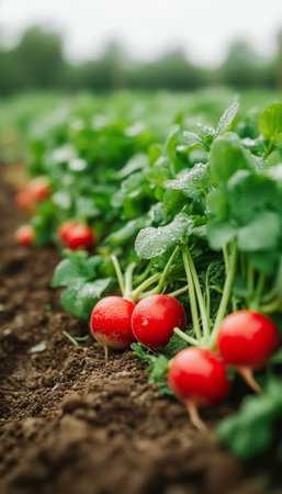 Freshly Harvested Vibrant Radishes from the Garden, Showcasing Nature s Bounty and Healthy Livingの素材