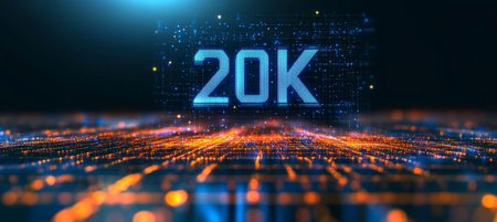 Futuristic Cyberpunk Banner with Glowing Figures and Light Streaks in a Digital Abstraction Themeの素材