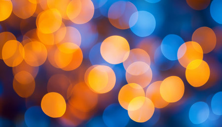 Elegant Bokeh Textures Blending Vibrant Orange and Blue Elements for Dynamic Artistic Backgroundsの素材