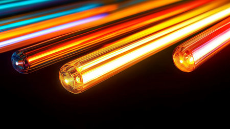 Dynamic and Vibrant Light Streams Bursting Forth Creating an Energetic and Creative Atmosphereの素材