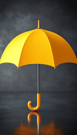Bright Yellow Umbrella Protection Against Uncertainty and Embracing Insurance for a Secure Futureの素材