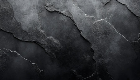 Detailed Black Stone Slab Texture Showcasing Rustic Strength and Depth with Layered Surfaces Beautyの素材