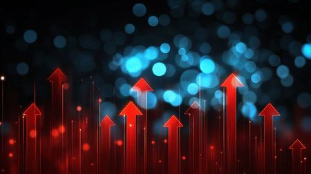 Abstract Digital Graphic Art Background of Upward Pointing Arrow Icons for Success and Progress.,,01の素材