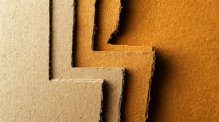 Abstract Paper Cut Textures Revealing a Beautiful Golden Background for Creative Crafts and Artの素材