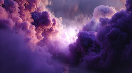 Stunning Atmospheric Display Colorful Clouds Erupting Vividly from a Dark, Moody Sky Aboveの素材