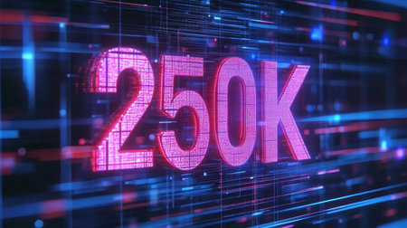 Cyberpunk Scene with a Glowing Digital Figure Representing Numeric Measurement in Neon Colorsの素材