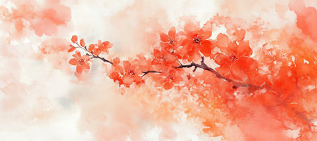 Delicate Peach Blossom Watercolor Art, Ethereal Floral Design for Spring Decor and Inspirationの素材