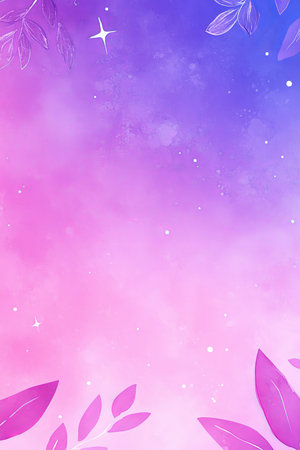 Enchanting Watercolor Fantasy Background with Soft Blended Tones and Delicate Floral Accentsの素材
