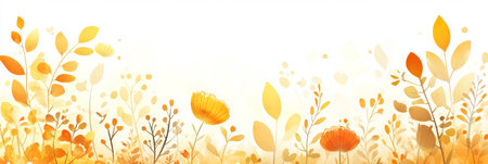 Stunning Abstract Watercolor Artwork Featuring Yellow and Apricot Floral Illustrations for Designsの素材