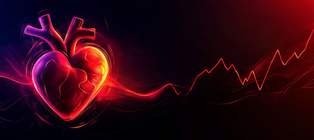 Detailed Vector Graphic Illustration of a Human Heart with Pulse for Health and Medical Projectsの素材