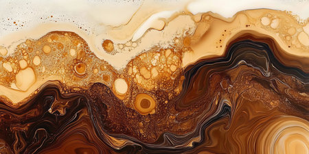 Abstract Chocolate, Caramel, and Coffee Background with Watercolor Swirls for Artistic Designsの素材